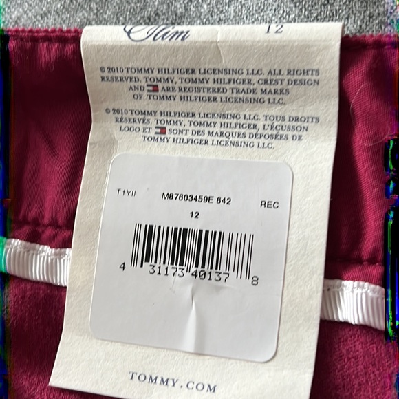 NWT Tommy Hilfiger Red Corduroy Slim Low-rise Pants / Trousers Women’s Size 12 - Picture 8 of 10